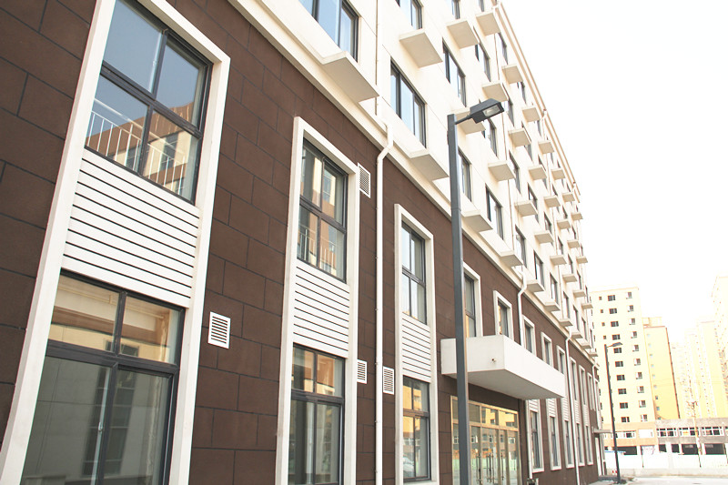 两栋公寓楼表面简练、明快